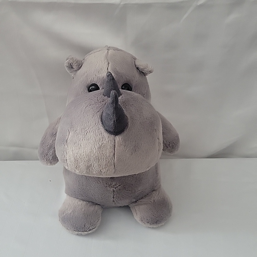 Rhinoceros Rhino Plush Chunky Gray Sitting Stuffed Animal Toy 11" Aurora Gift